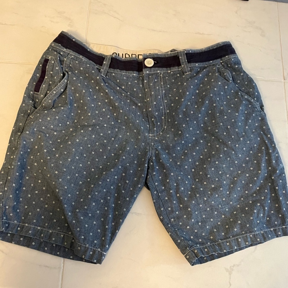 Supremebeing blue zip up denim jean look shorts. EUC!